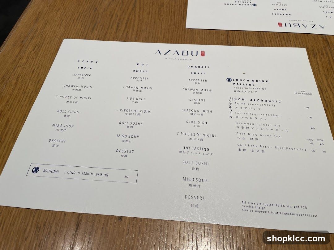 AZABU Menu