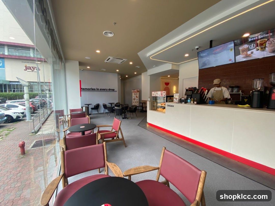 Cafe Interior with Seating and Counter