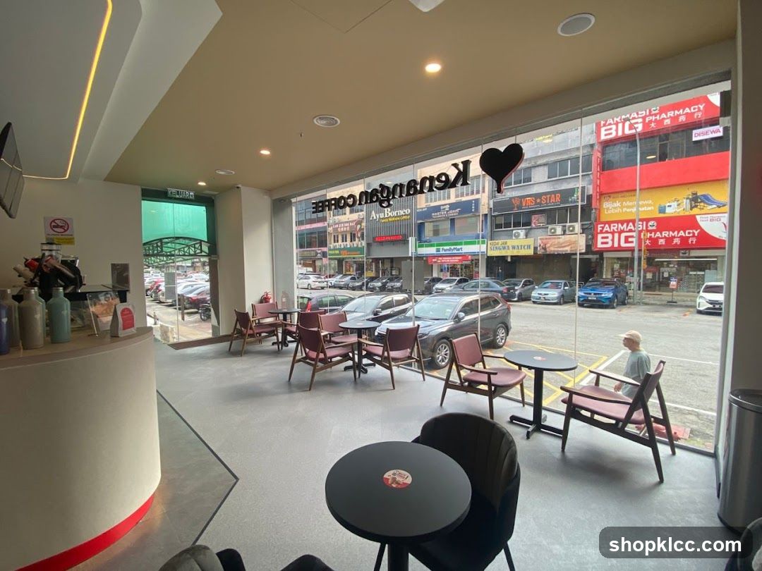 Interior of a coffee shop with view of street