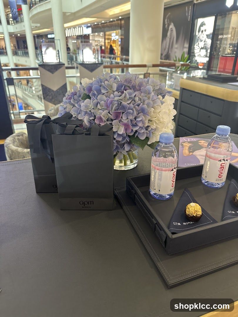 Shopping bags and refreshments at a store