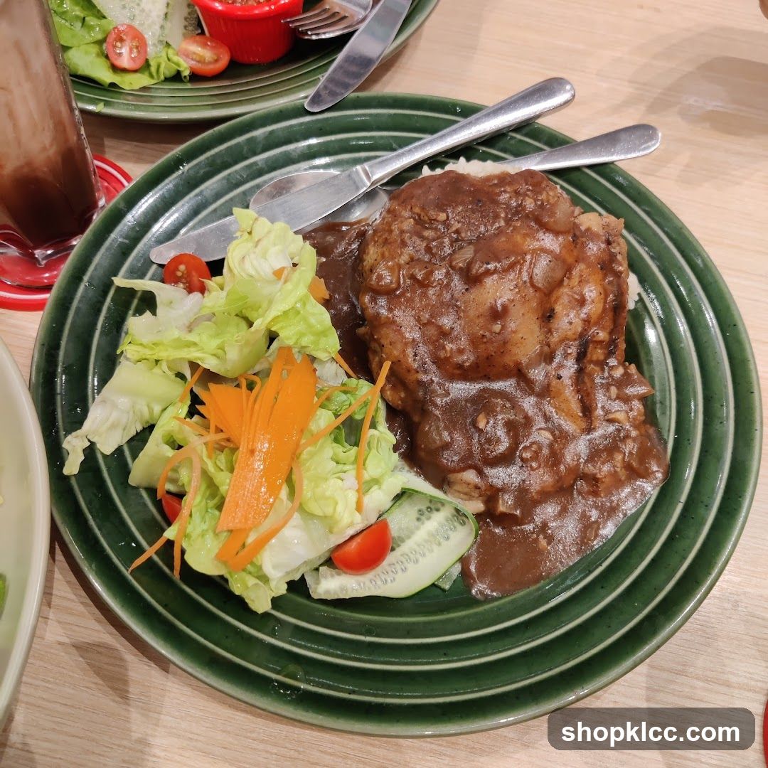 Chicken with Gravy and Salad