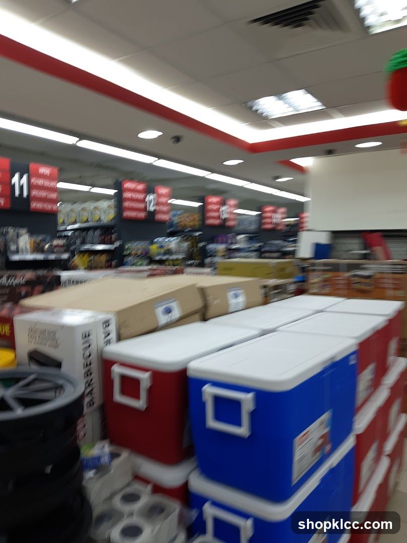 Coolers and Boxes in a Store