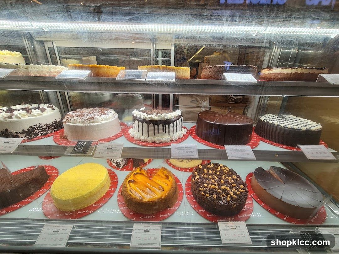 Cakes in a Display Case