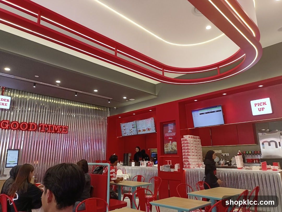 Restaurant Interior with Red and White Decor