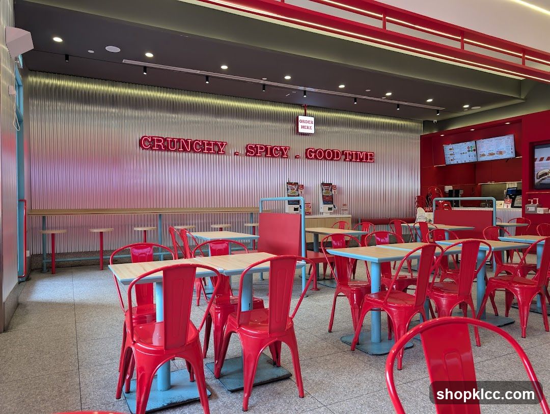 Restaurant Interior with Red Seating