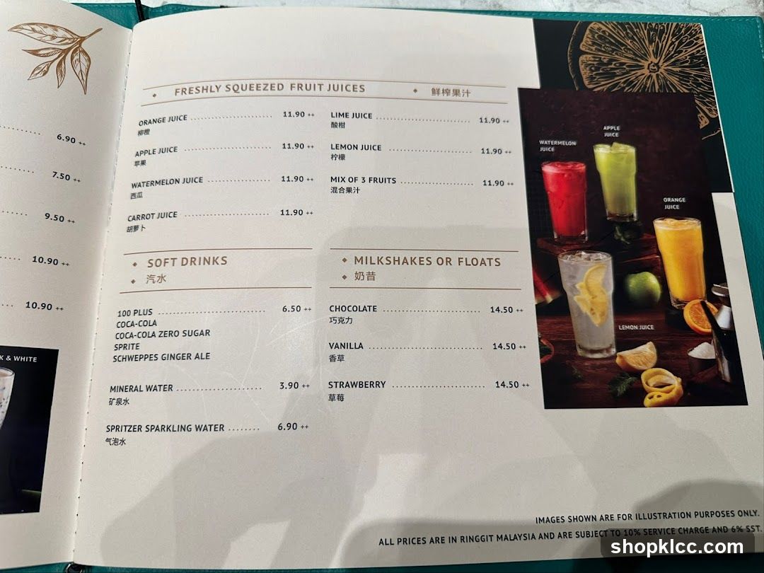 FRESHLY SQUEEZED FRUIT JUICES, SOFT DRINKS, MILKSHAKES OR FLOATS