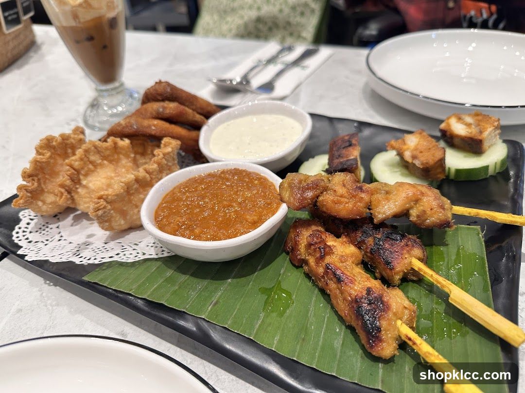 Appetizer Platter with Satay and Fried Wontons