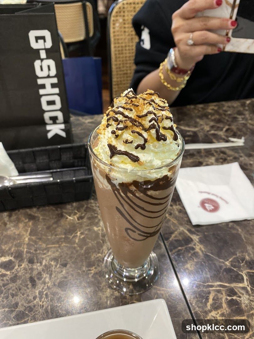 Chocolate Frappe with Whipped Cream and Drizzle