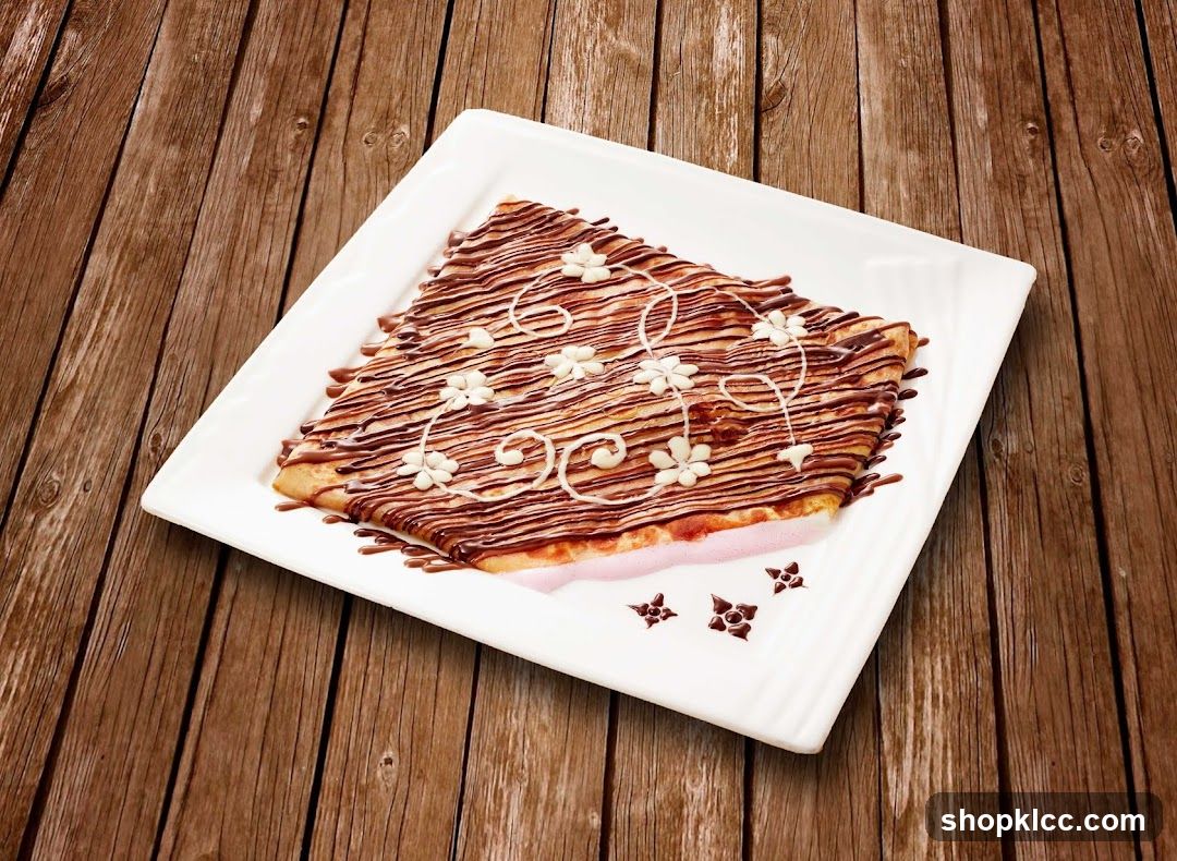 Chocolate and White Chocolate Drizzled Crepe