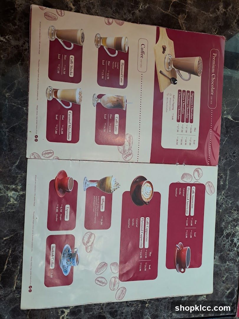 Coffee and Chocolate Menu