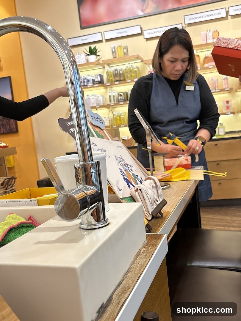 Staff assisting customer at a counter