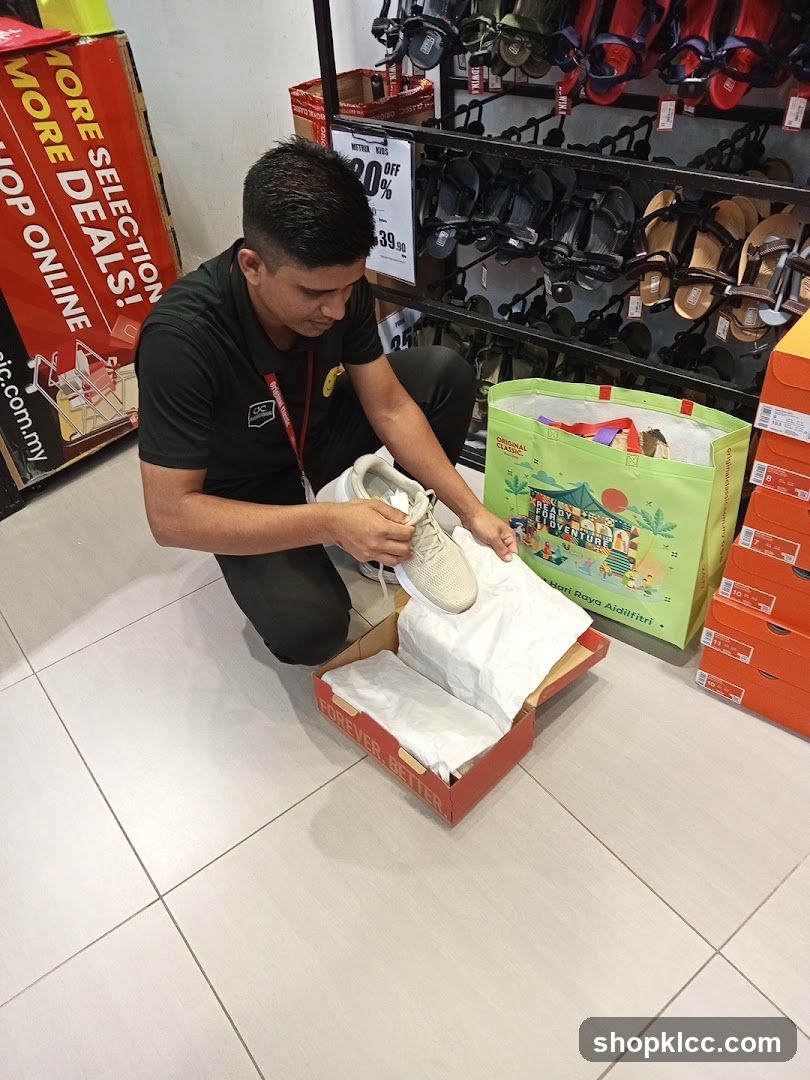 Sales Associate Unboxing Shoes