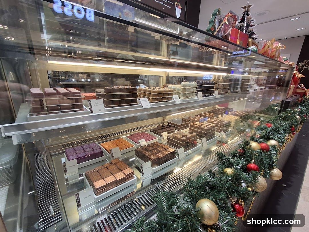 Chocolates in a display case