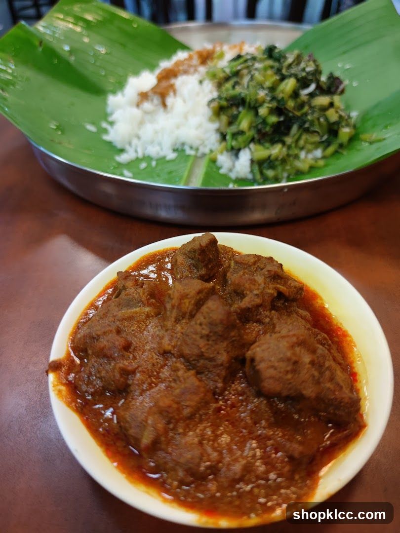 Indian Meal with Meat Curry and Rice