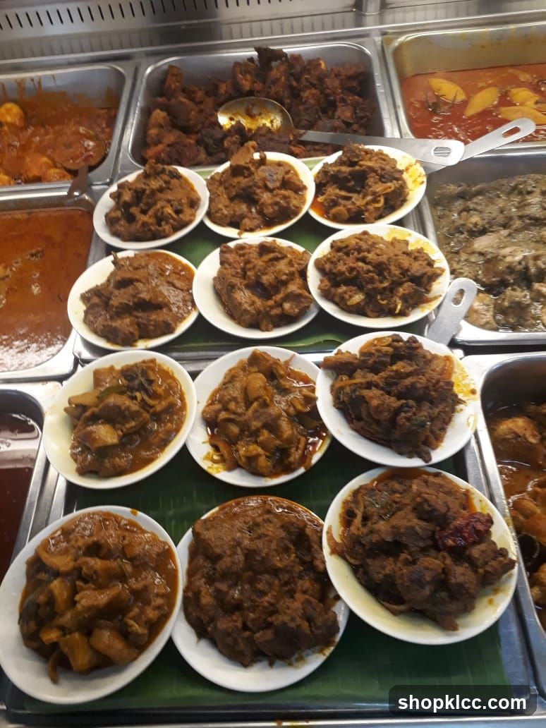 Buffet Display of Curries and Meats