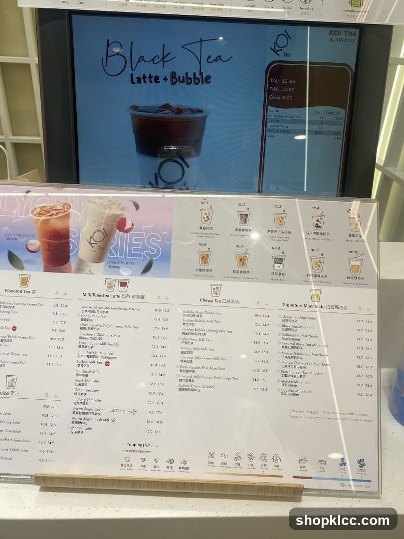 KOI Thé Menu