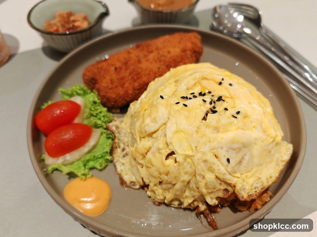 Omelette Rice with Fried Fish