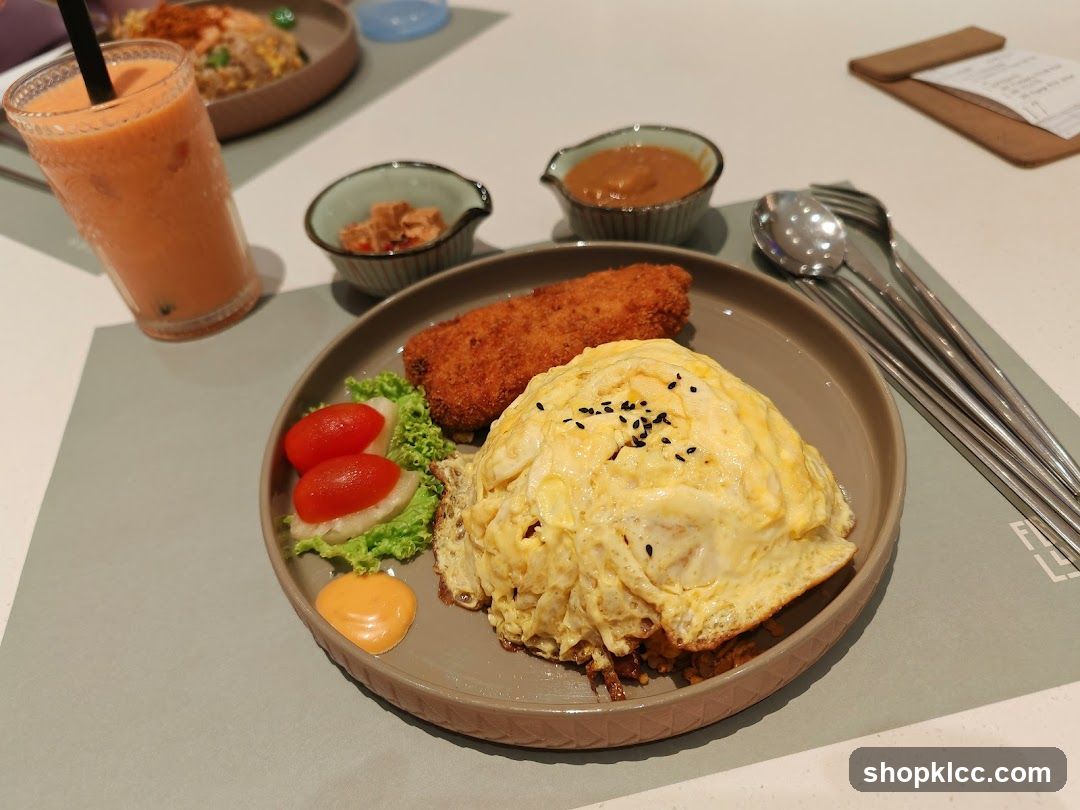 Omelette Rice with Fried Fish