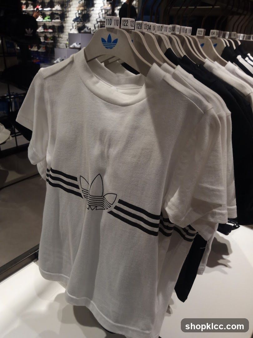 Adidas T-shirts on display
