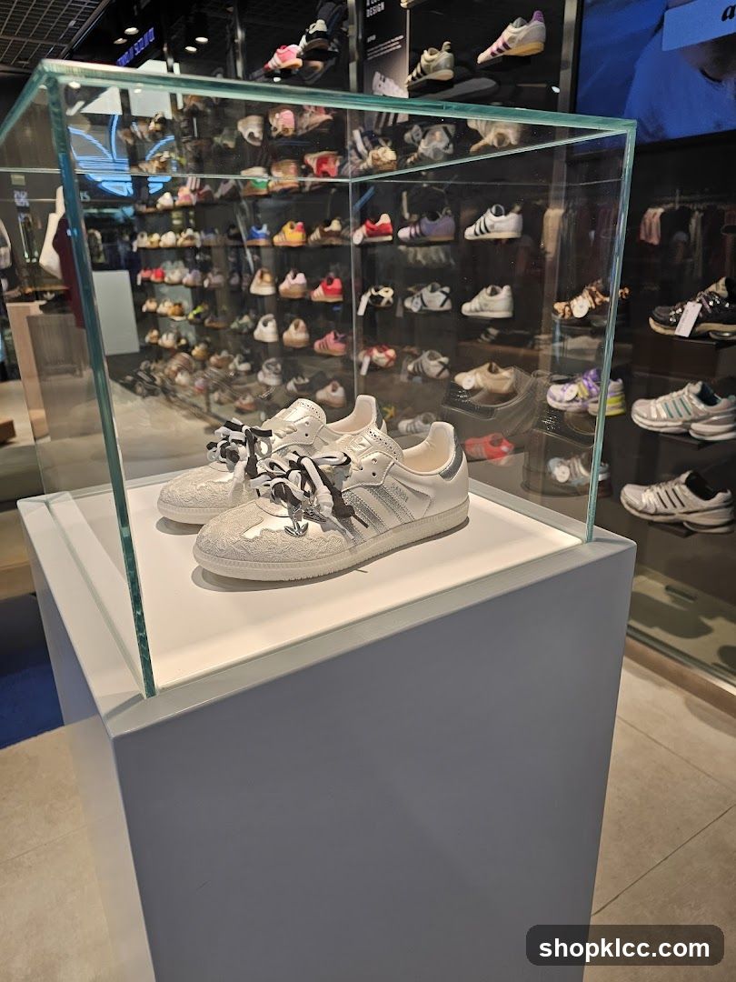Display of Adidas shoes
