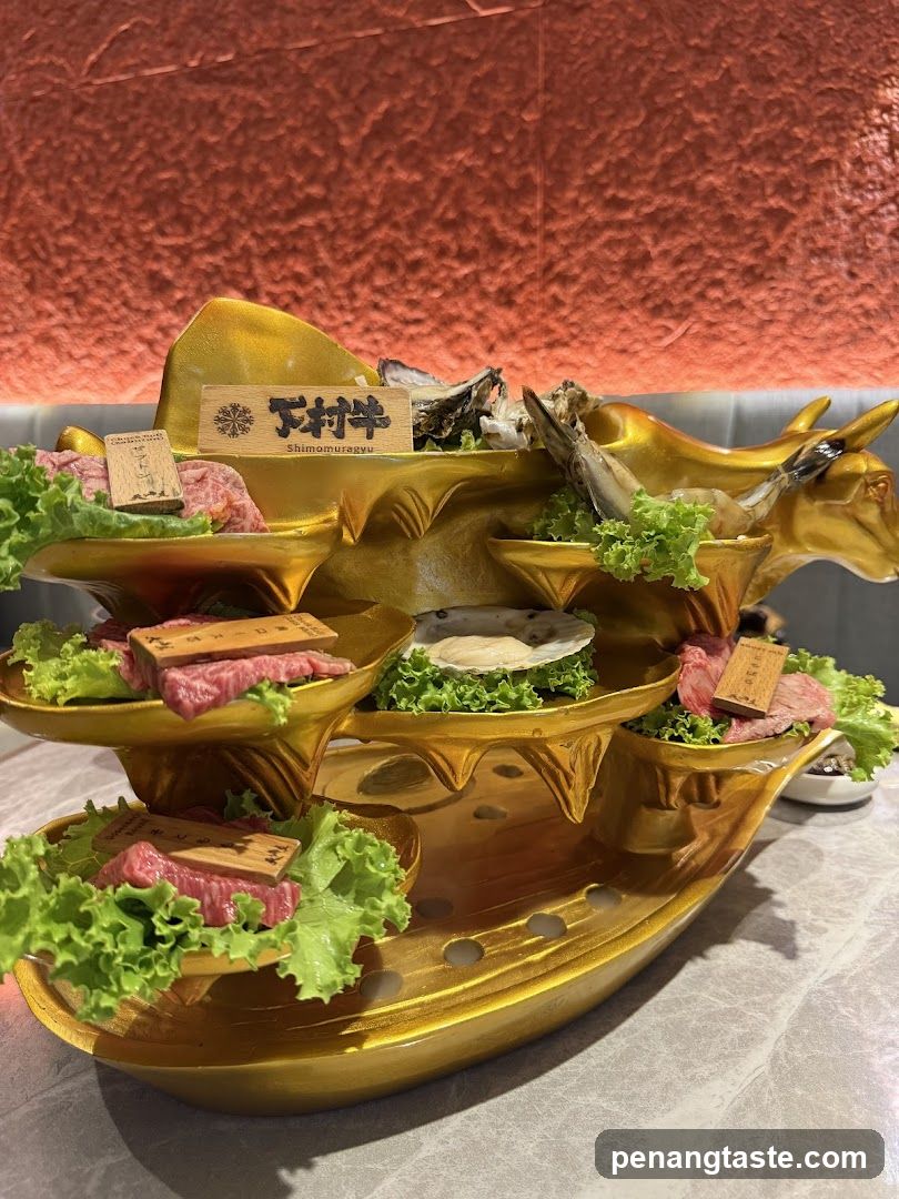 Golden Platter with Beef and Seafood