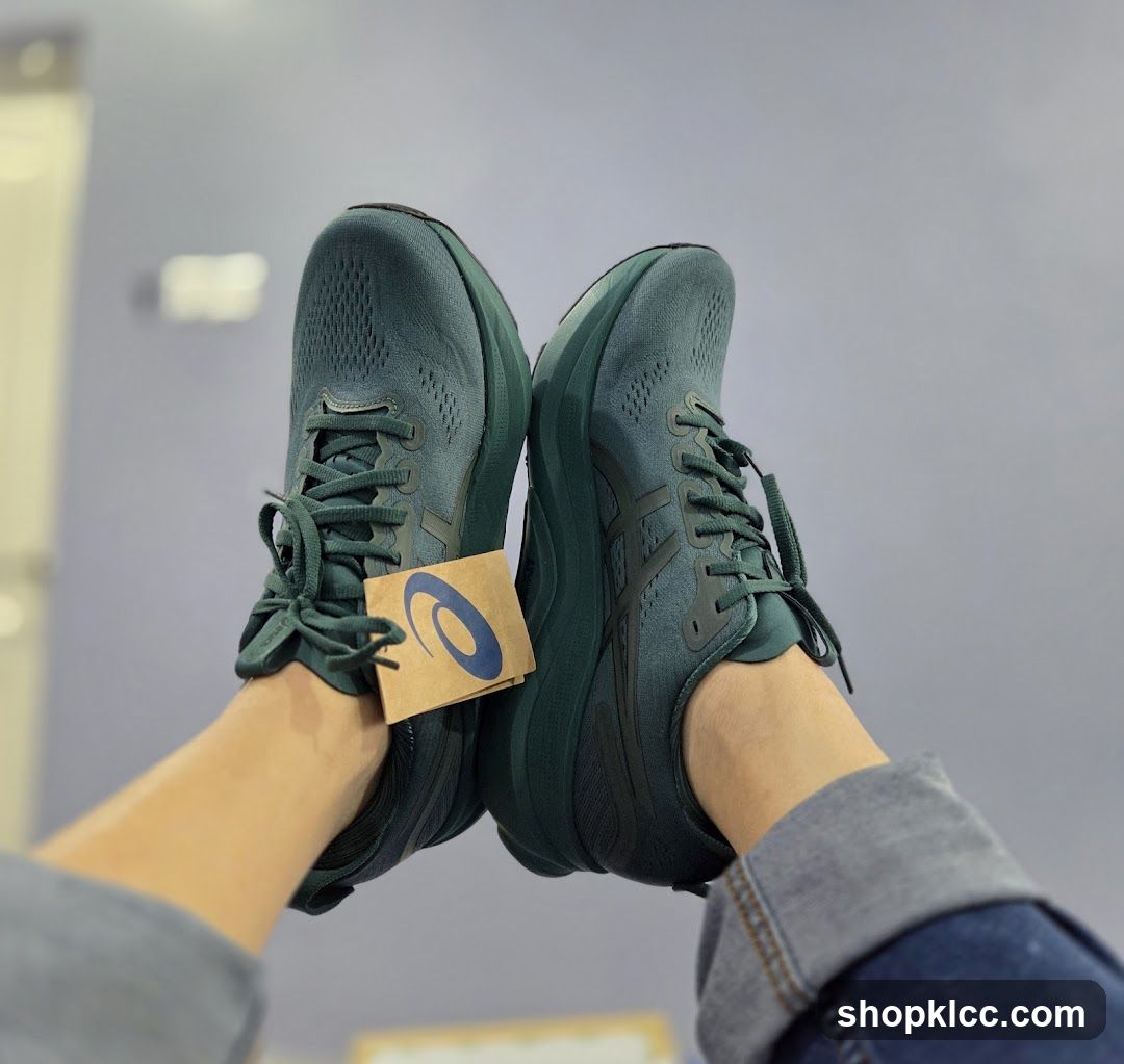 Green ASICS Running Shoes
