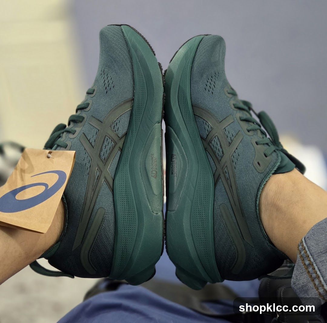 Green ASICS Running Shoes