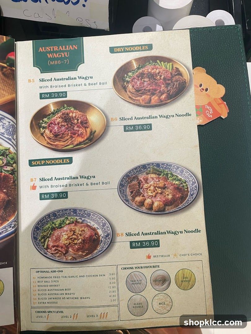 Australian Wagyu Menu