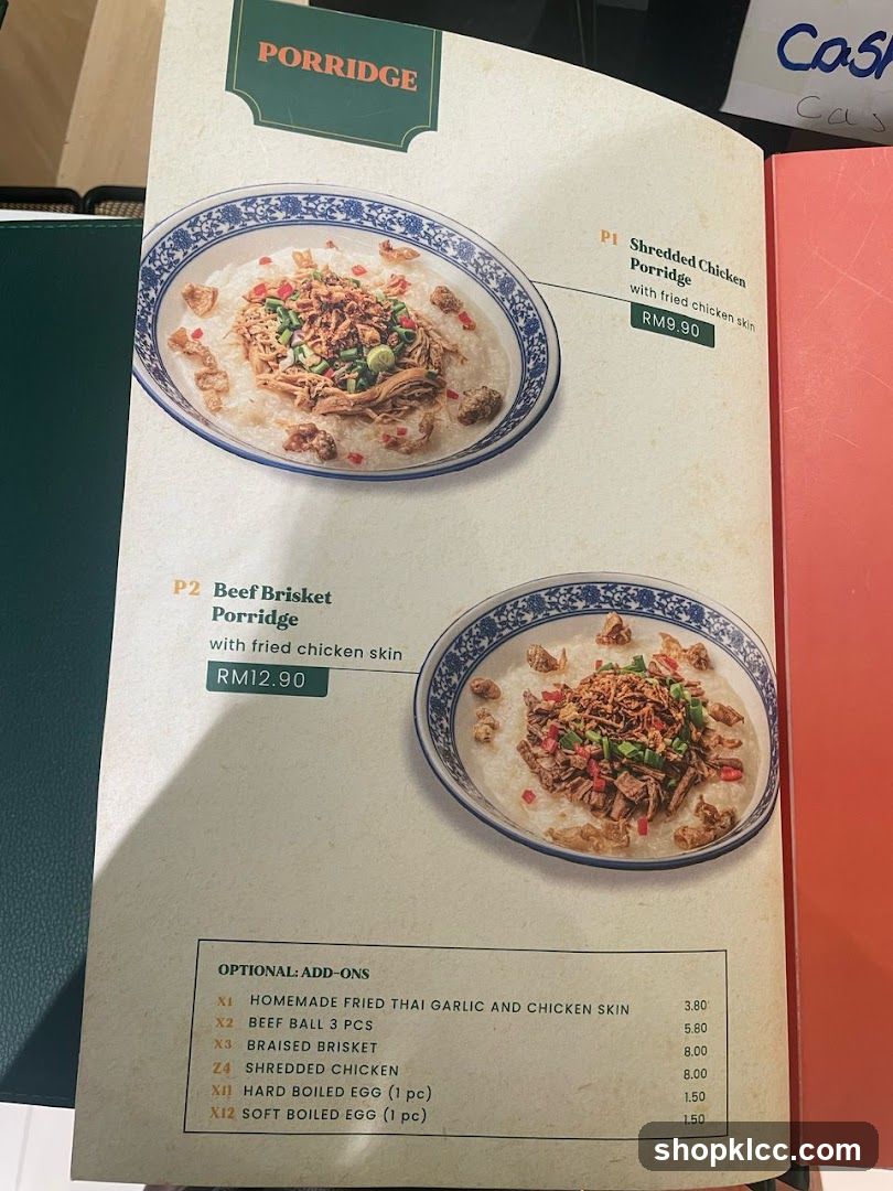 Porridge Menu