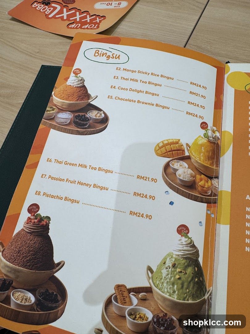 Bingsu Menu