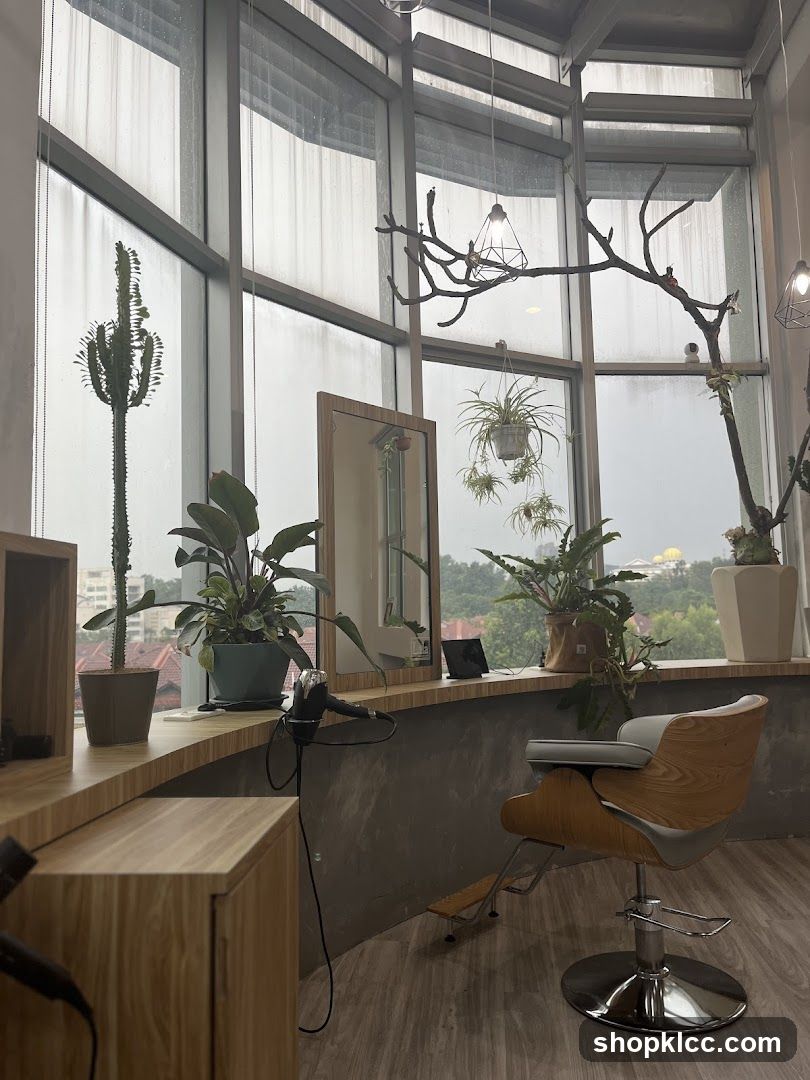 Salon Interior with Plants and Styling Chair