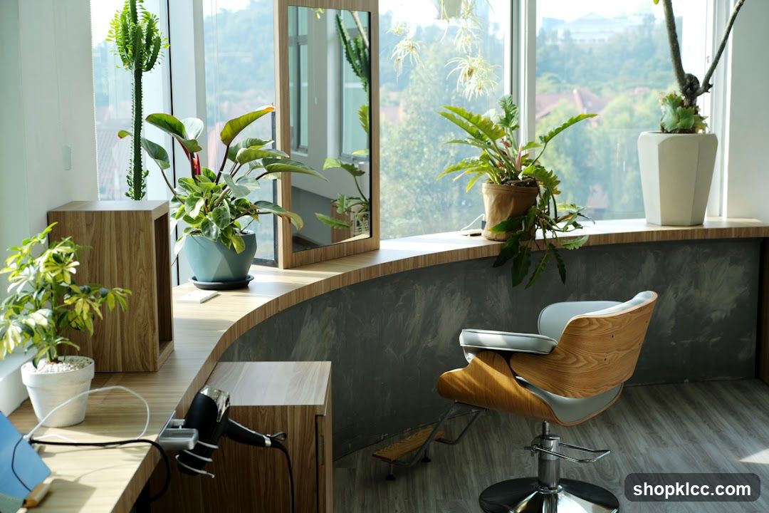 Salon Interior with Plants and Chair