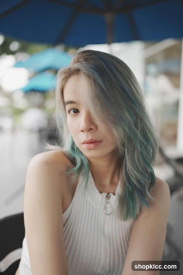 Woman with dyed hair