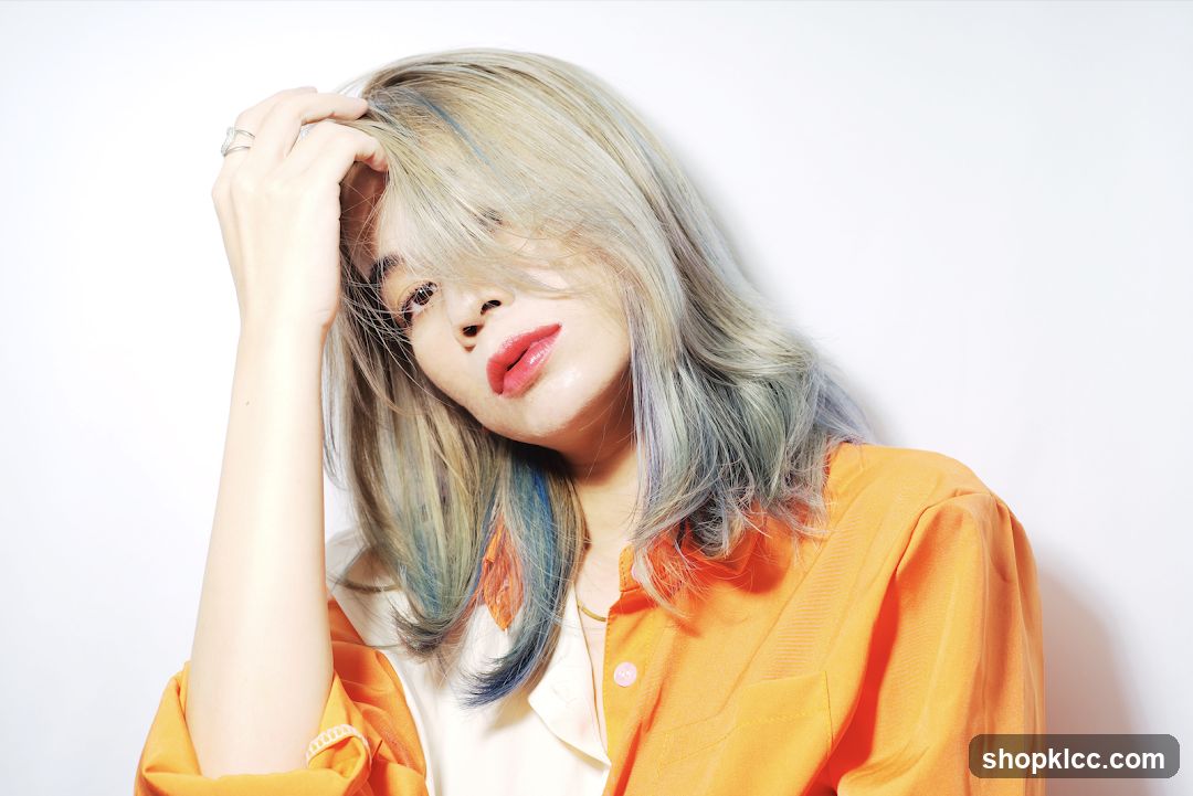 Woman with colorful hair