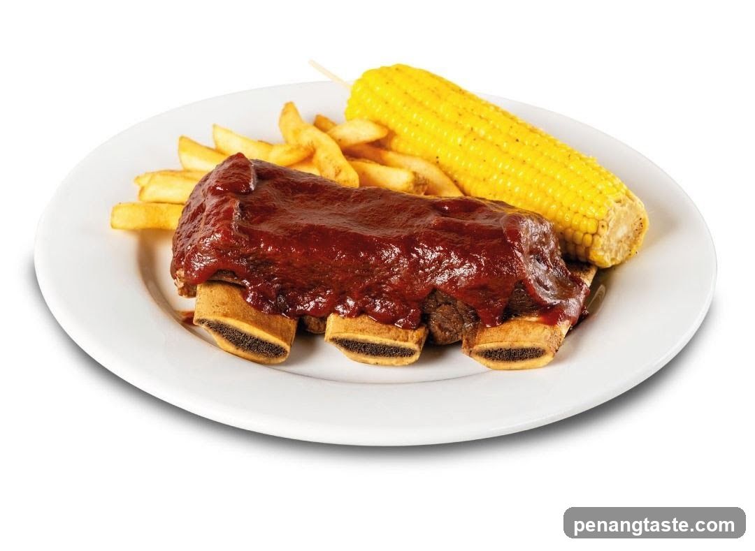 Barbecue Ribs with Fries and Corn