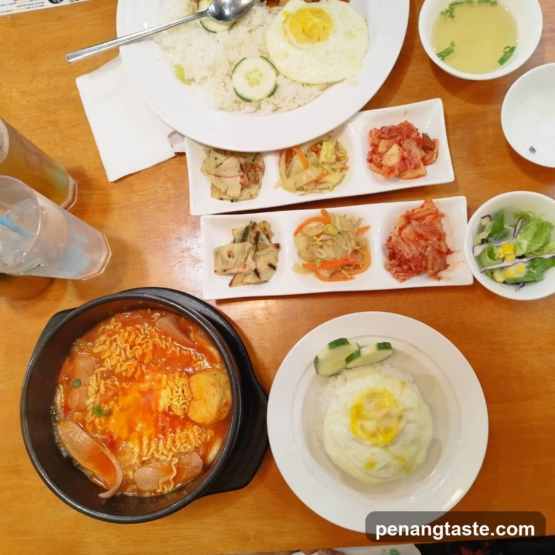 Korean Meal with Stew and Side Dishes