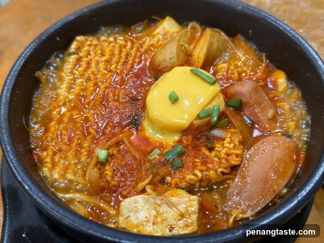 Korean Stew with Noodles and Cheese