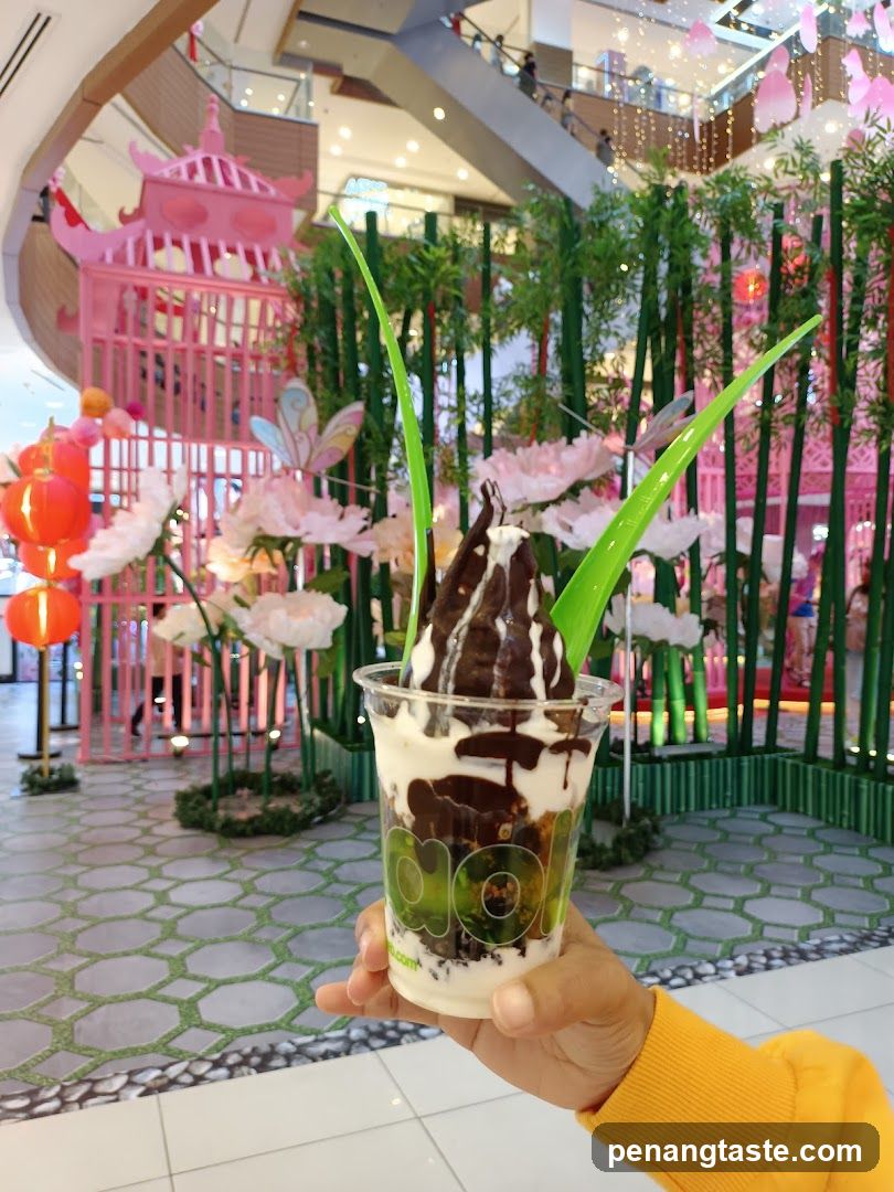 Dessert in a cup with decorative background
