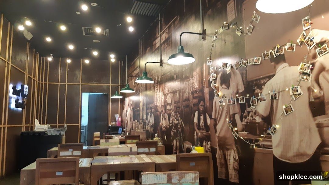 Restaurant Interior with Vintage Mural