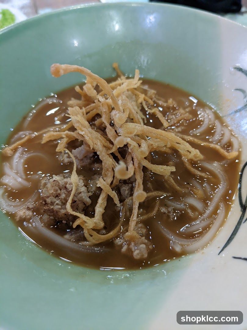 Noodle Soup with Fried Enoki Mushrooms
