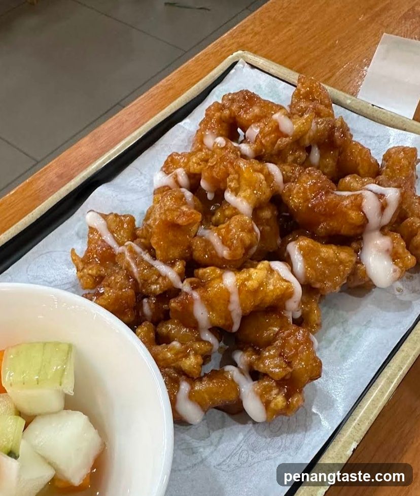 Fried Chicken Bites with Sauce and Pickled Vegetables