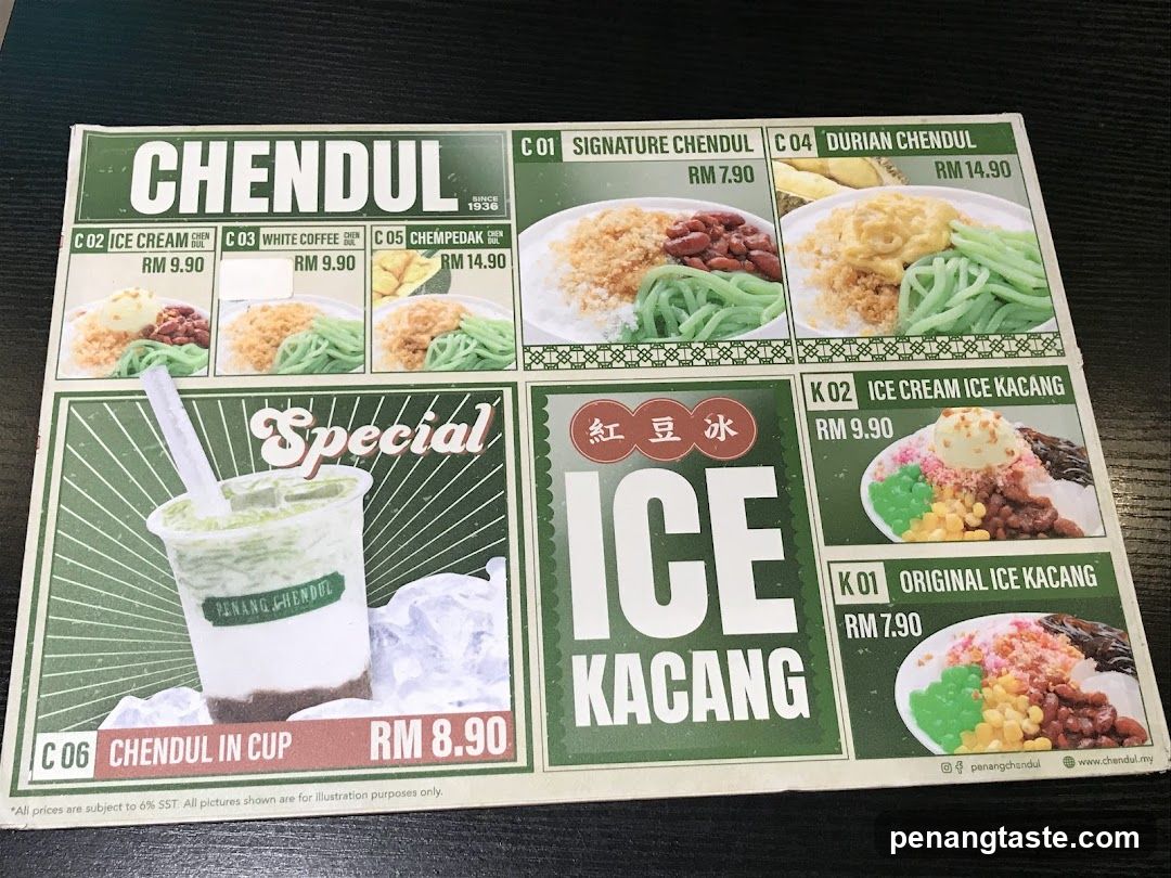 Chendul & Ice Kacang Menu