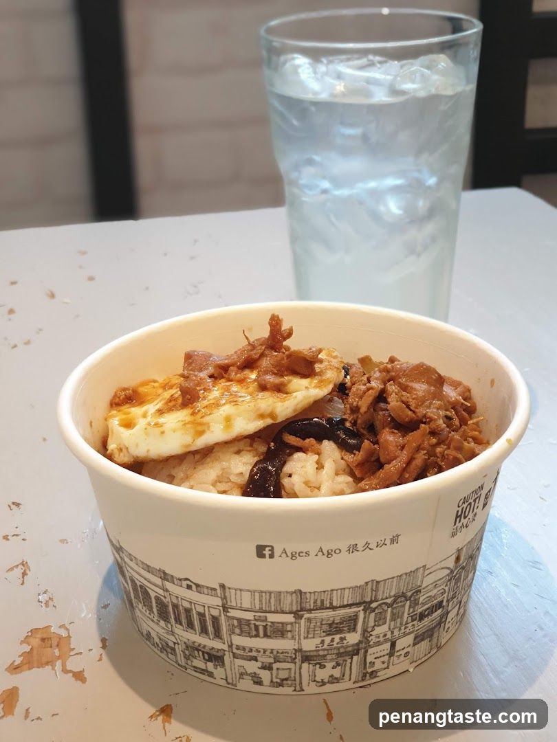 Rice bowl with fried egg and meat