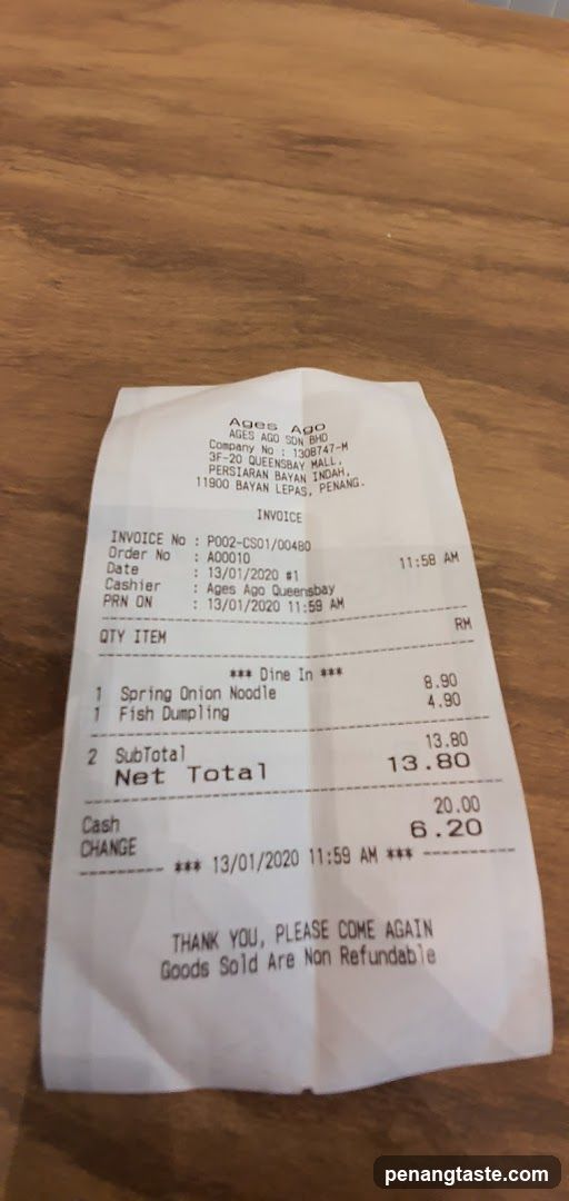Receipt from Ages Ago