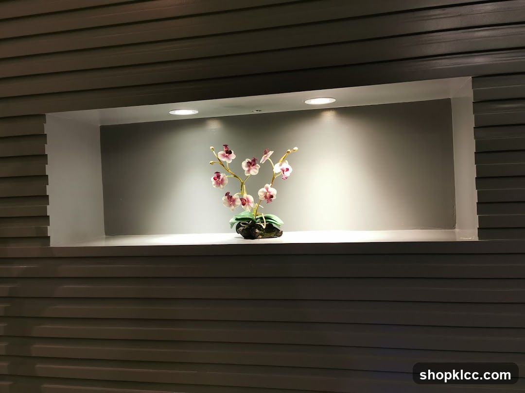 Orchid Arrangement in Recessed Niche