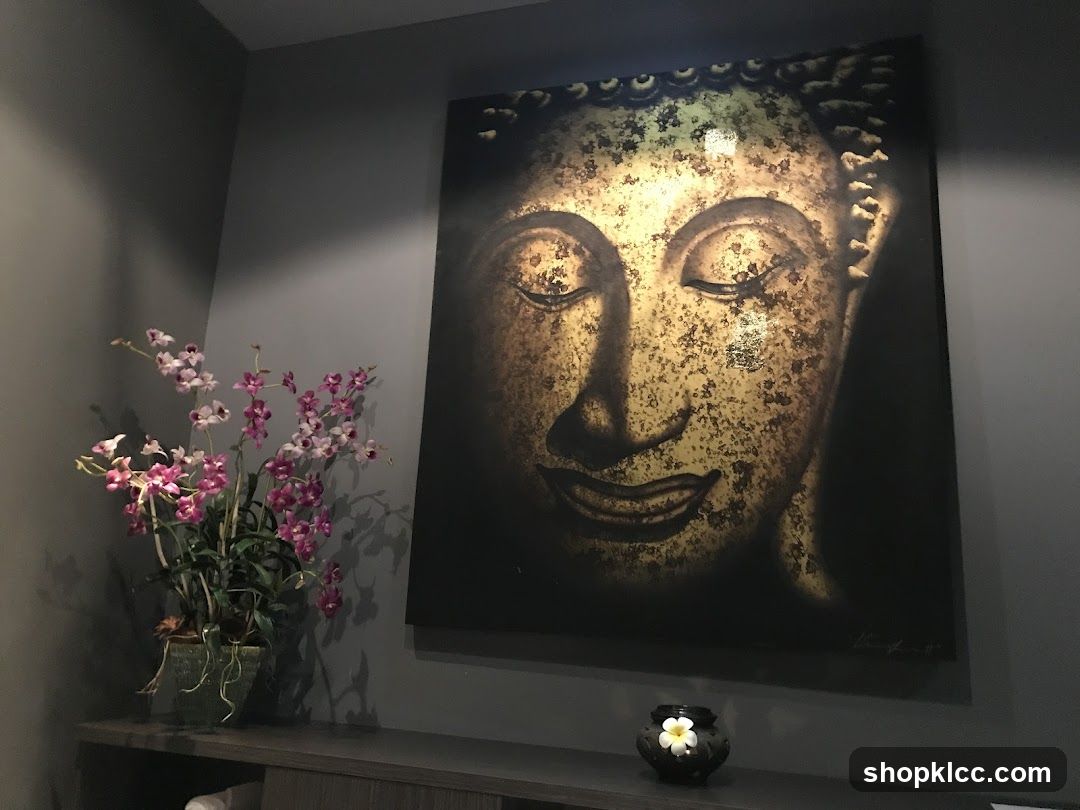 Buddha Artwork and Orchids