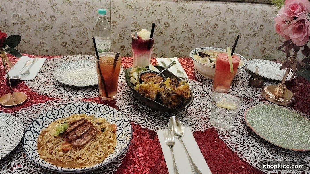 Table Setting with Food and Drinks