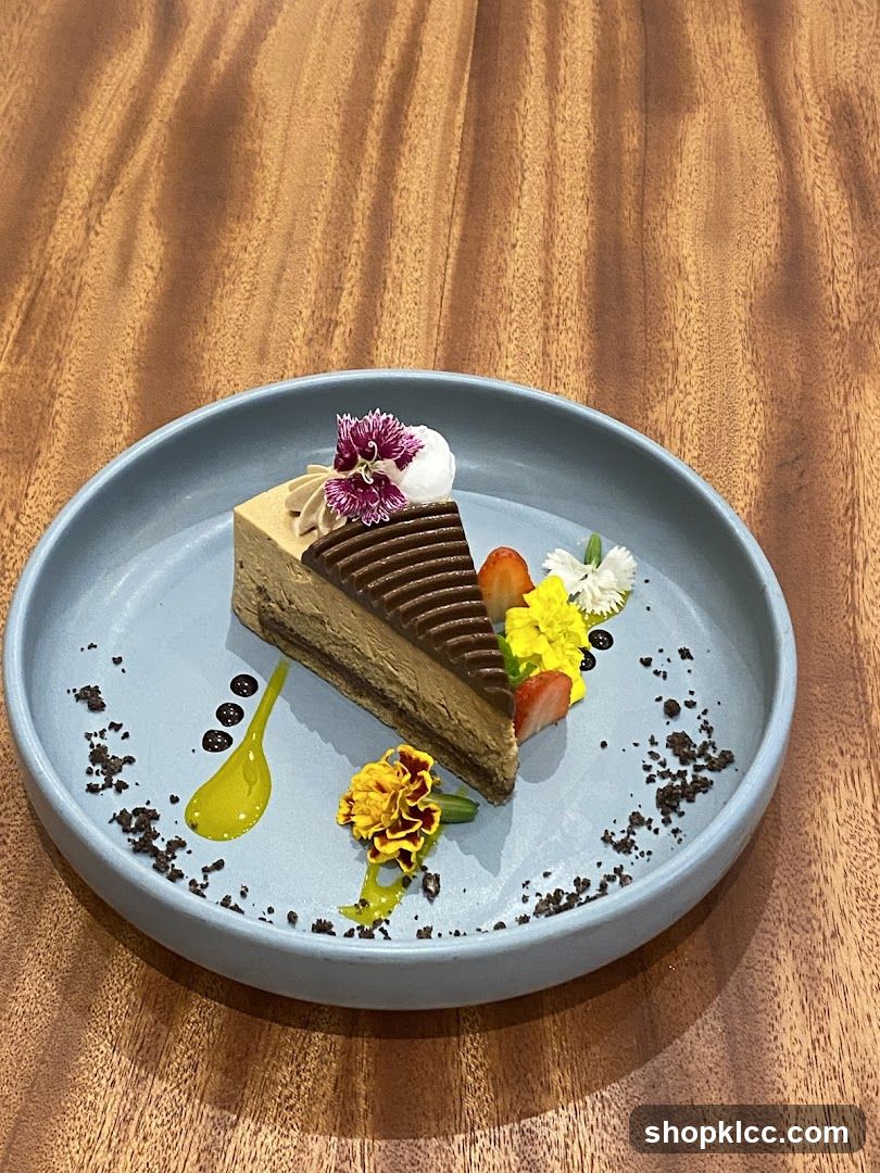 Slice of cake with garnishes