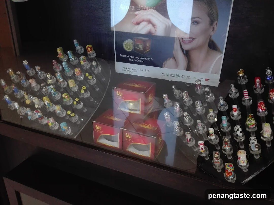 Display of Nail Art Samples and Beauty Products