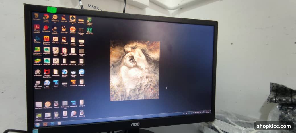 Computer Monitor with Desktop Icons